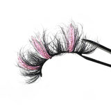 3D Mink Pink Glitter Color Lashes. 3 Tone Sparkling Lashes With Pink Glitter Glam Flakes. Amazing Eyelash That Is Reusable.