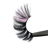 3D Luxury Mink Lash Barbie Pink Lashes. Lash Extensions With Pink Long Hybrid Eyelashes.