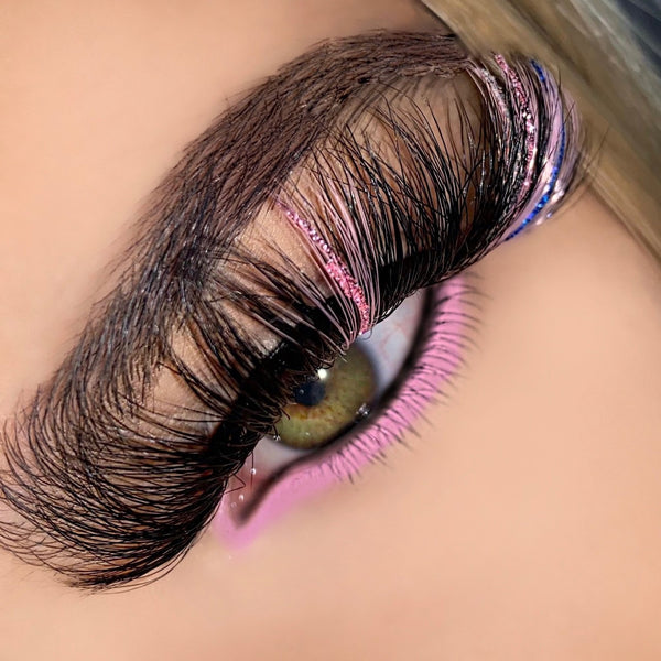 3D Luxury Mink Lash Extensions With Pink Color And Glitter Lashes. 2 Tone Color Strip Unique Lashes. Pink Color Lashes. Fluffy Volume False Eyelashes. 25mm. Euphoria Makeup Looks.
