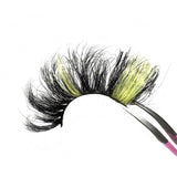3D Luxury Mink Yellow Eyelashes. 2 Tone DIY Colored Lashes With Yellow Color Lashes. Black Eyelashes With Yellow Lash Highlights. Fluffy Wispy Volume 25mm False Colored Lashes For Lash Lovers.