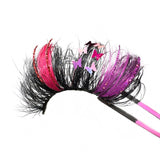 Lash Artistry 3D Luxury Mink Decal Glitter Color Lashes. Hot Pink And Purple 2 Different Colored Eyelashes With Holographic Butterfly Decals. Strip Colored Lashes For Lash Lovers Who Love Makeup.