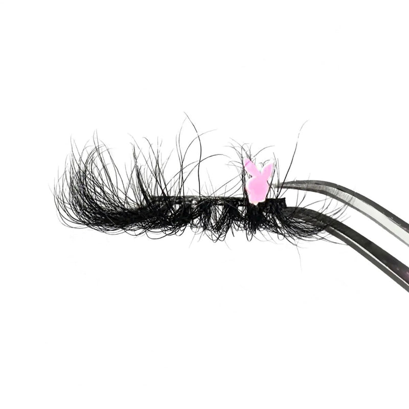 3D Luxury Mink Lashes With A Silver Or Pink Holographic Playboy Bunny Decal. Wispy Hybrid Lashes. Makeup Decal Lashes For Lash Lovers.