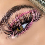 3D Luxury Mink 2 Tone Pink Lashes. Pink Eyelash Extensions. Mega Volume Black Eyelashes With Light Pink Lashes. Fluffy Volume Colored Eyelashes. 25mm. Pink Eye Makeup Looks With Pink Lashes.